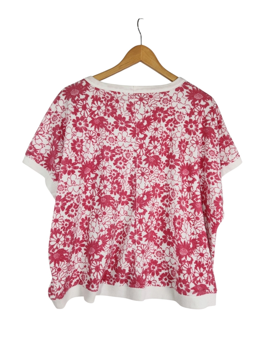 Jane + Delancey Women’s L Floral Sweatshirt Top Pink White Short Sleeve Dolman L - Picture 4 of 12